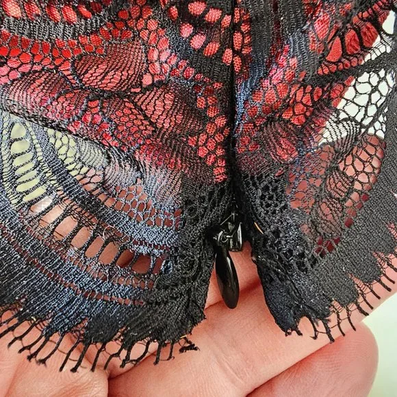 Moda International Top Lace Bustier Cami Spaghetti Strap Lace Red Women's Large - Picture 6 of 11